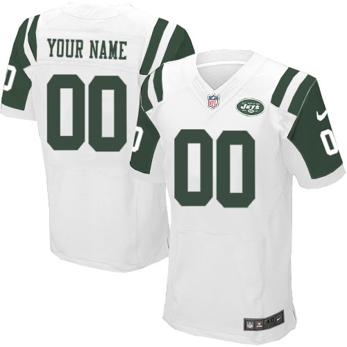 Nike New York Jets Customized White Stitched Elite Men's NFL Jersey